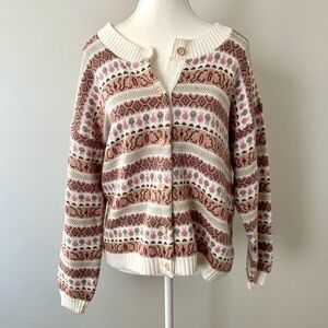 Vintage Floral Cottagecore Grandma Button Down Cardigan Size Large
